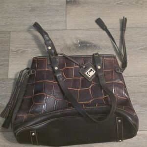 Dooney & Bourke Croc-Embossed Brown Shoulder Bag